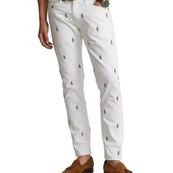 Polo Ralph Lauren White Sullivan Slim Pony Denim Jeans 30 x30 - Picture 1 of 11